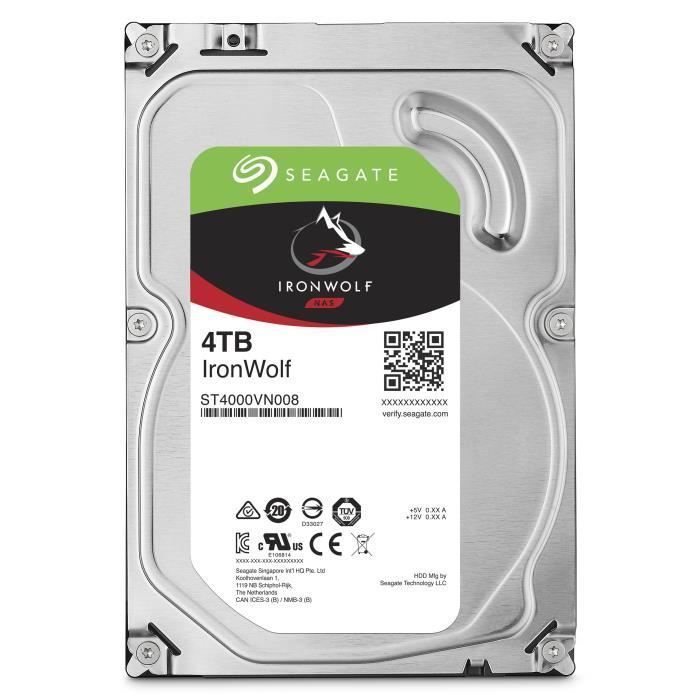 SEAGATE - Disque dur Interne - NAS IronWolf - 4To -  3.5