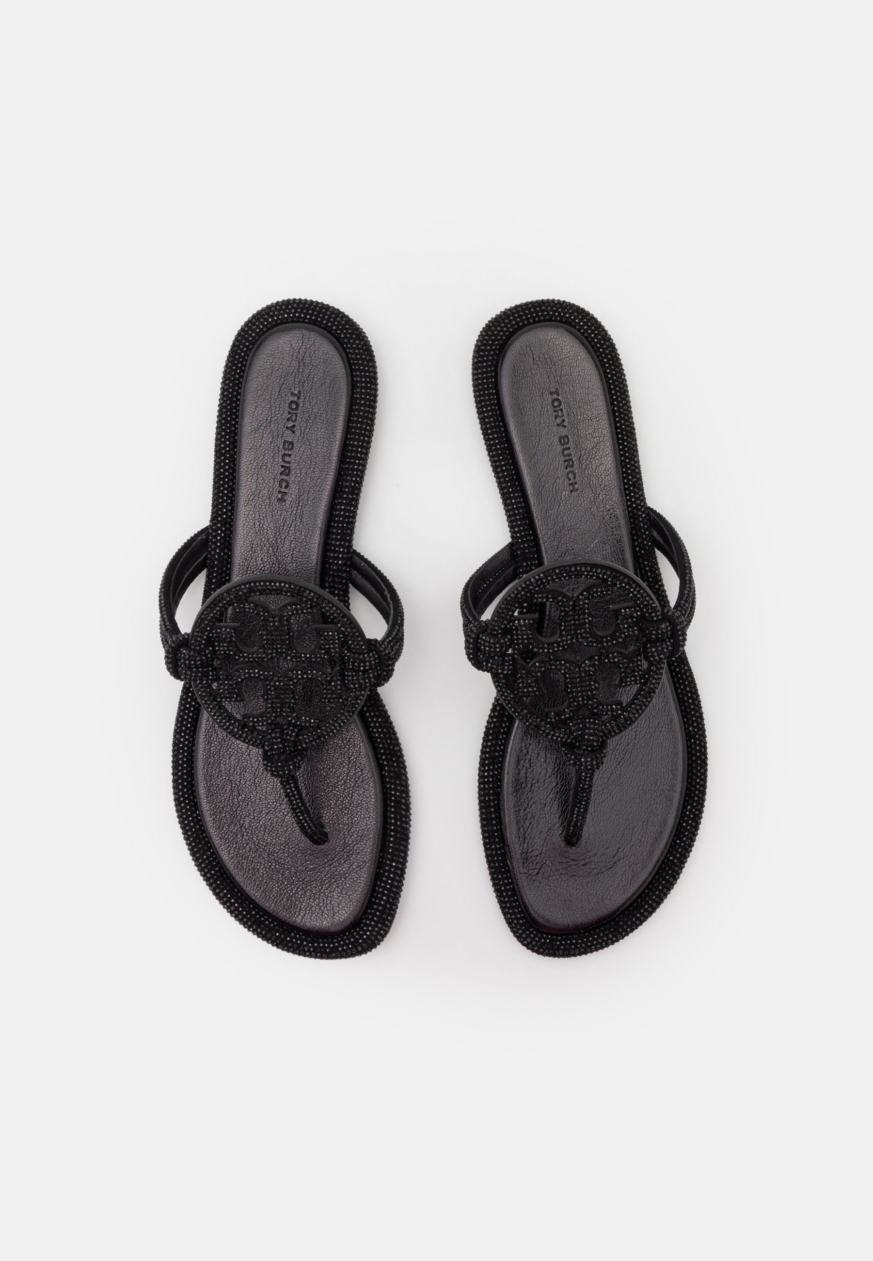 Tory Burch MILLER KNOTTED PAVE - Sandały z paskiem w kształcie litery T - idealna czerń