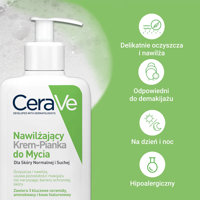 CeraVe Cleansers Hydratačný čistiaci krém/pena pre normálnu až suchú pleť