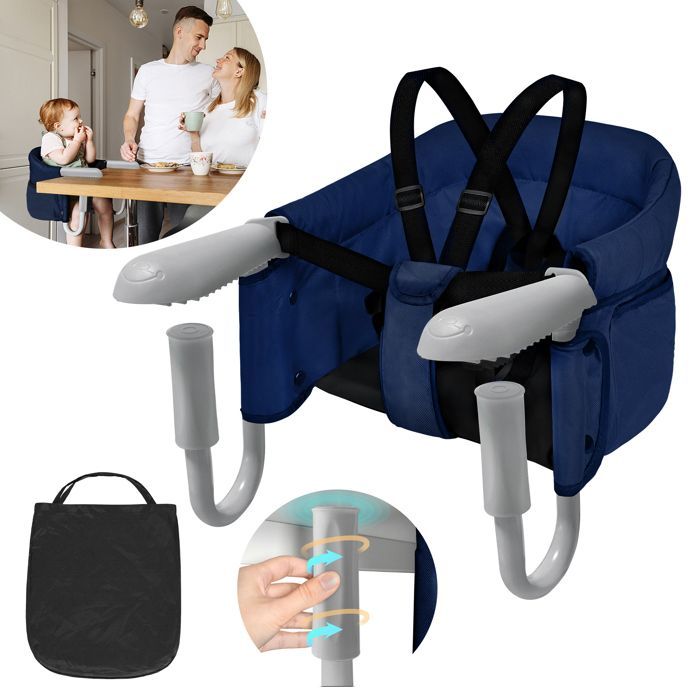 Foldable Baby Table Seat - XMTECH - Multi-Point Attachment - For Children 6 to 36 Months - Blue