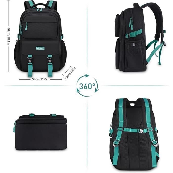 Boys' and Girls' Schoolbag, Primary School, Middle School, Elementary School Backpack, Black