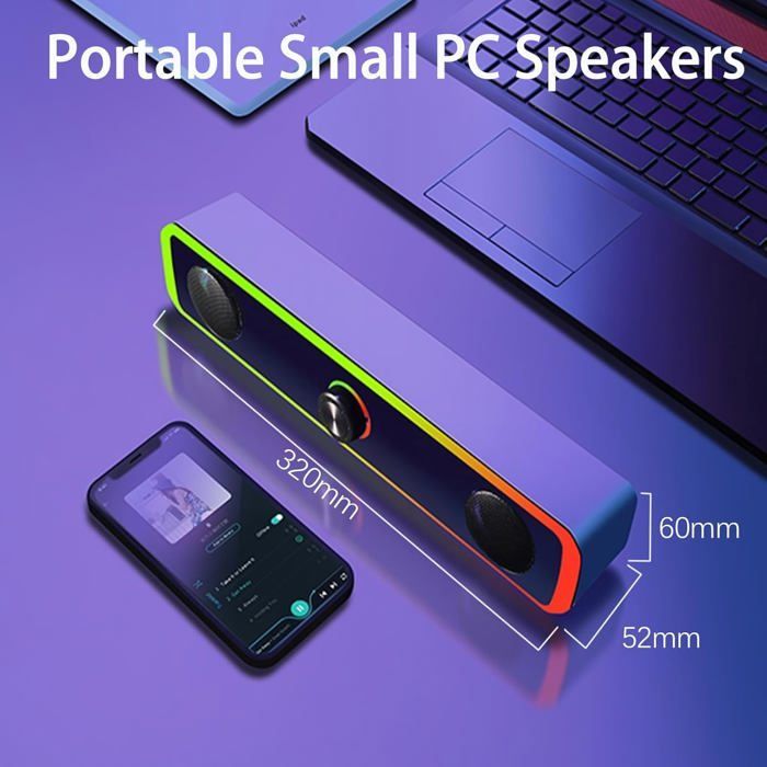 Altavoz para PC, barra de sonido para PC, alimentación USB, conector de 3,5 mm y Bluetooth, altavoz para portátil, tableta, TV.