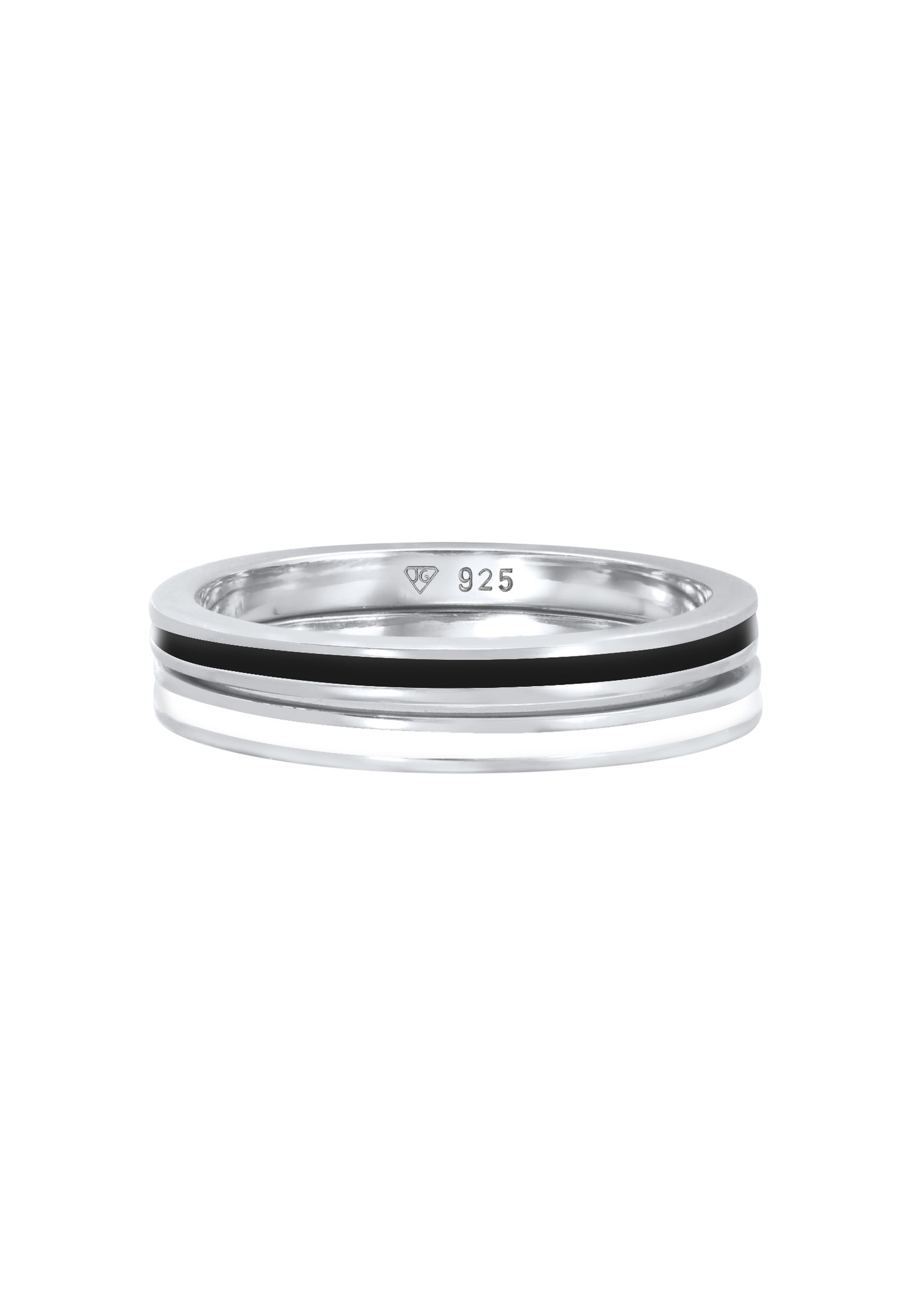 Elli Femmes Set Bande Basique avec Émail noir en Argent Sterling 925