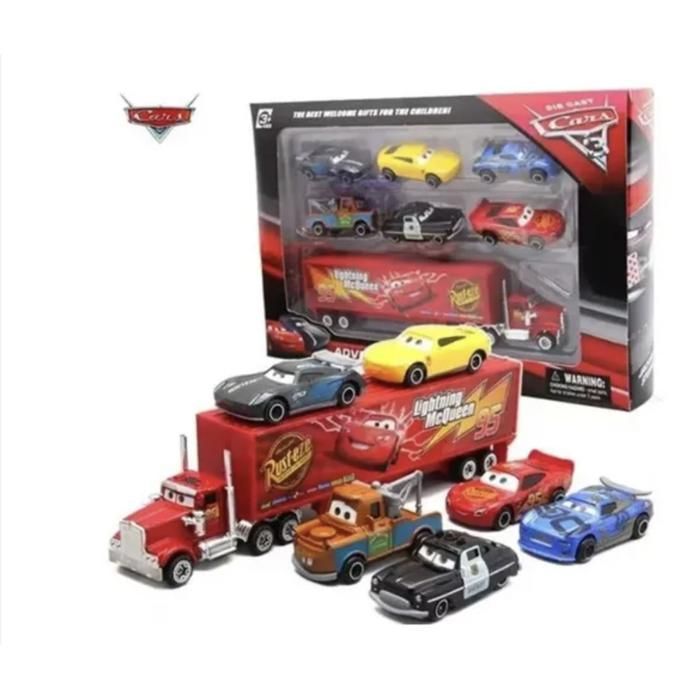 Mack Cars Truck with 6 Disney Pixar Metal Cars - Lightning McQueen and Friends Playset