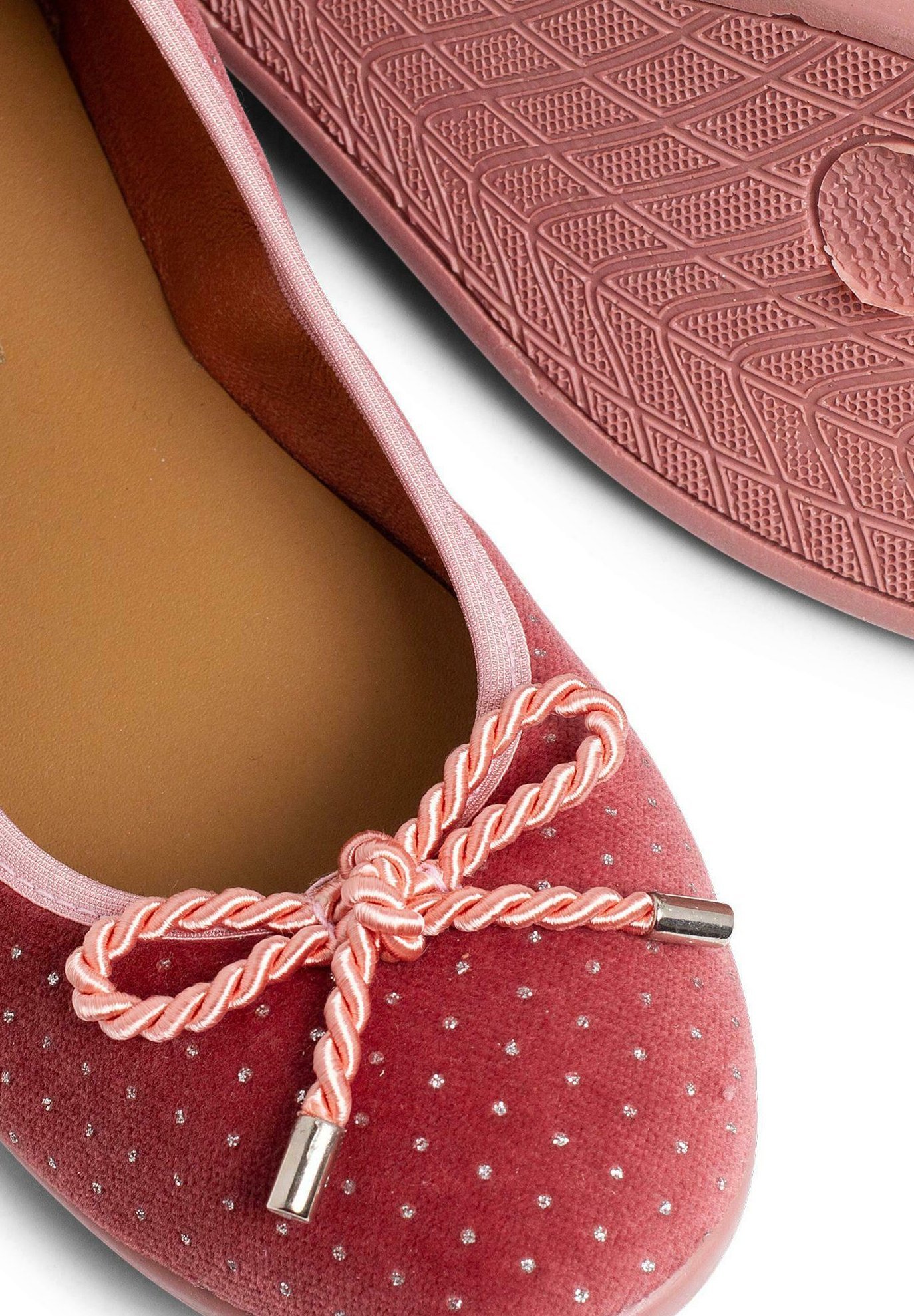 Pisamonas mit Samtschleife und Schneeflocken – Ballerinas – rosa