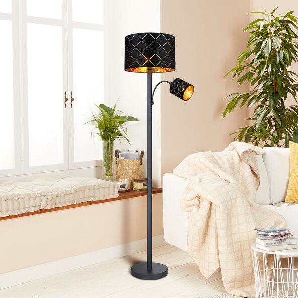 vloerlamp zwart-goud