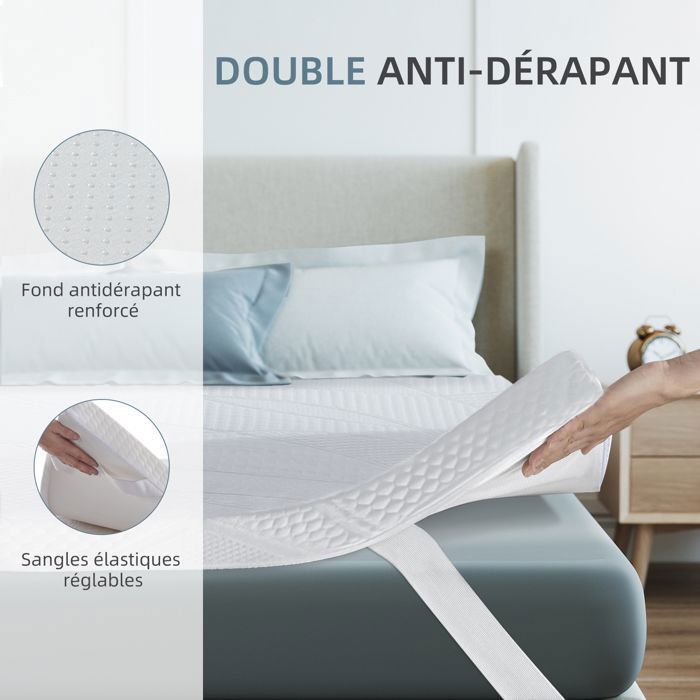 Coprimaterasso HavenlyHome 140x190 cm, spessore 6 cm, schiuma ad alta resilienza, comfort morbido o rigido, ergonomico.