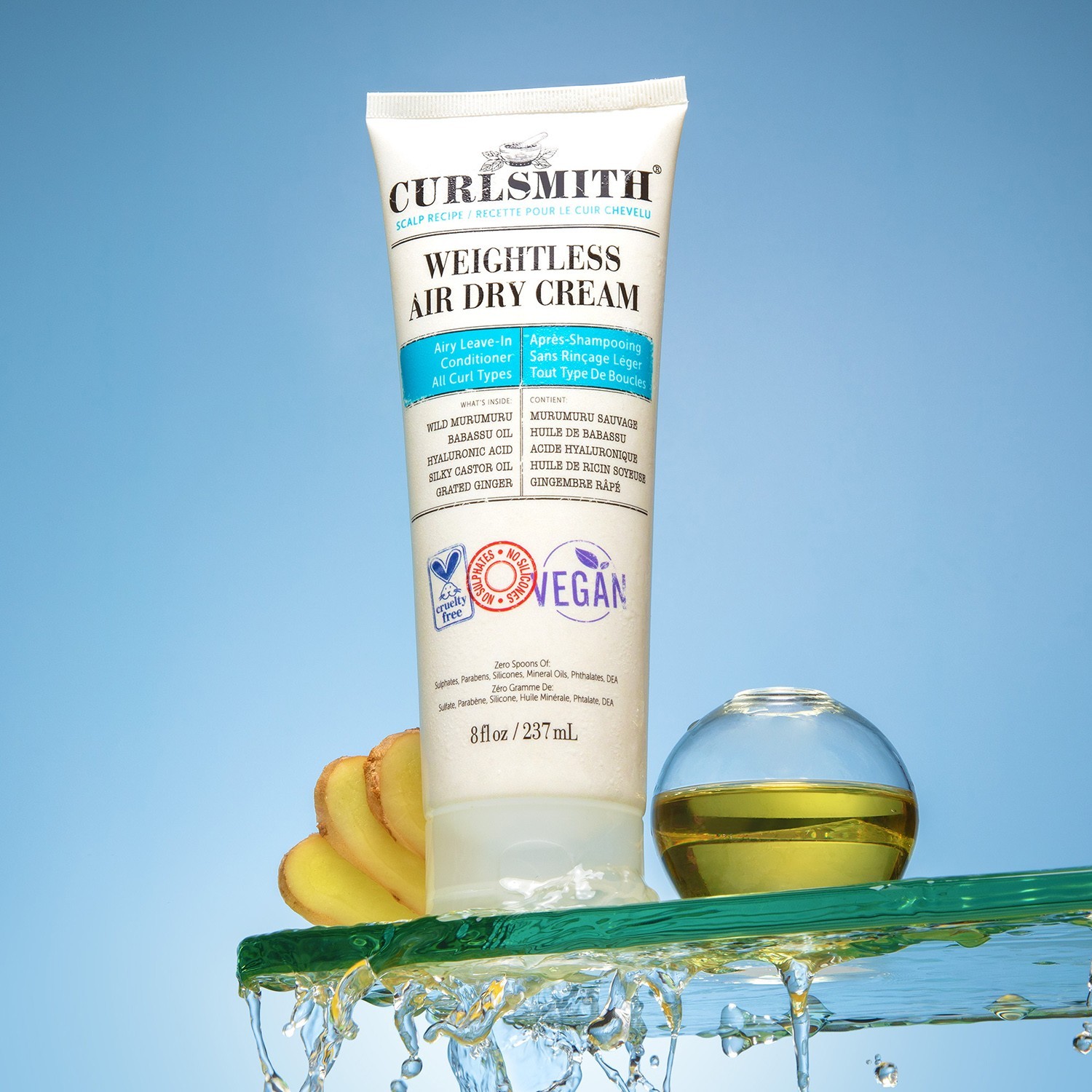 Après-shampoing sans rinçage Curlsmith, crème légère à sécher à l'air libre – 473 ml