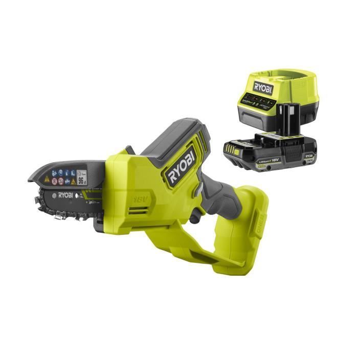 RYOBI - 18V ONE+ Handsnoeischaar - Borstelloos - 10 cm geleiderail - 6 m/s - Gereedschapsloze spanner + 2,0 Ah accu & lader - RY18PSX10A-120
