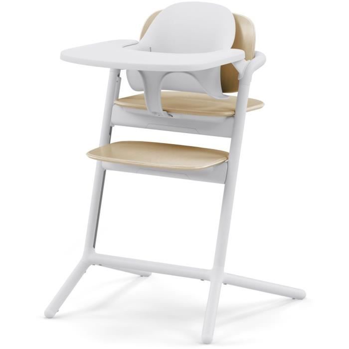 CYBEX - Trona convertible - Pack 3 en 1 - LEMO 2 - Blanco/Madera - Altura y profundidad ajustables - Incluye juego para bebé