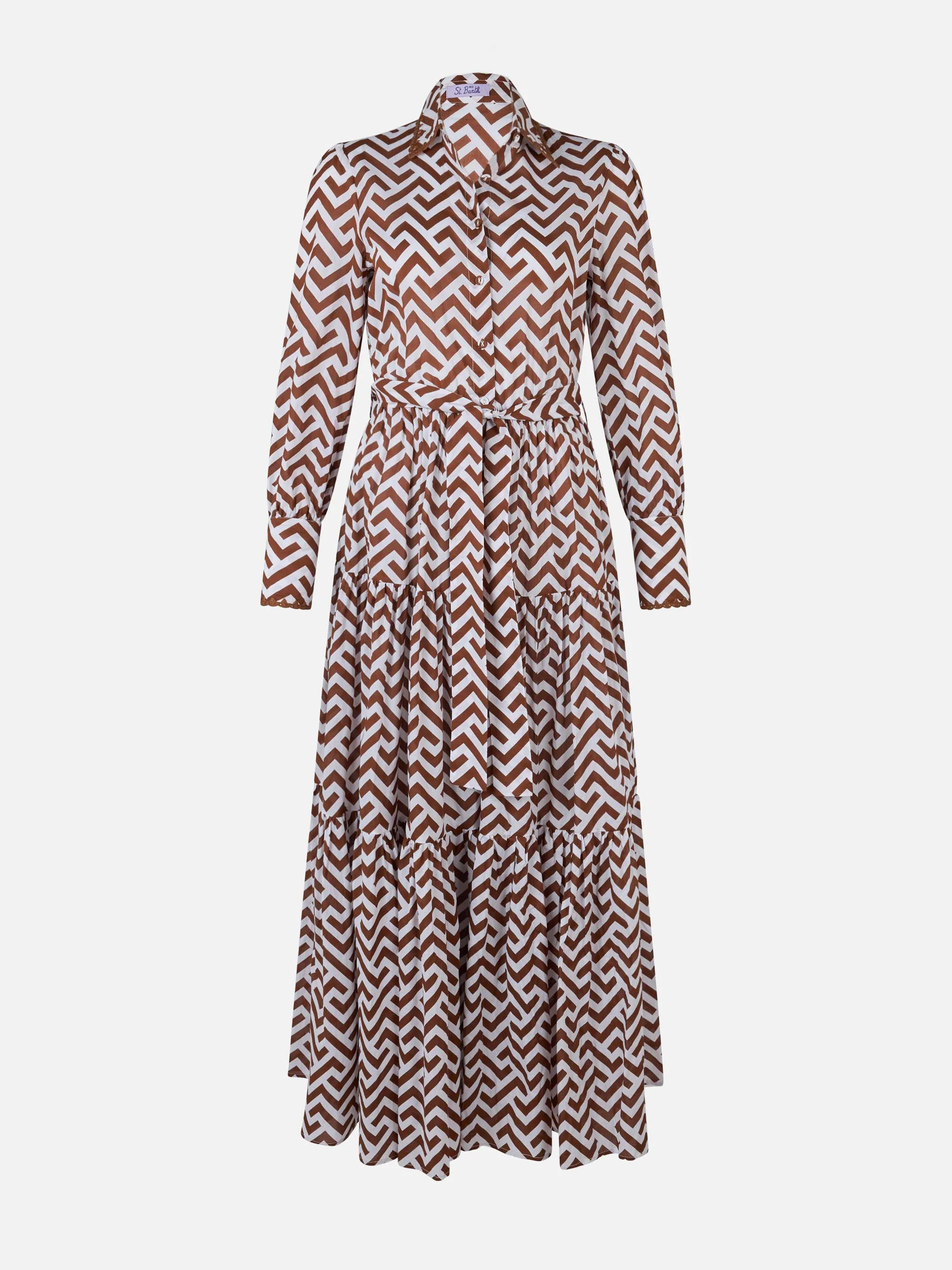 Jensen katoenen jurk voor dames met zigzagprint