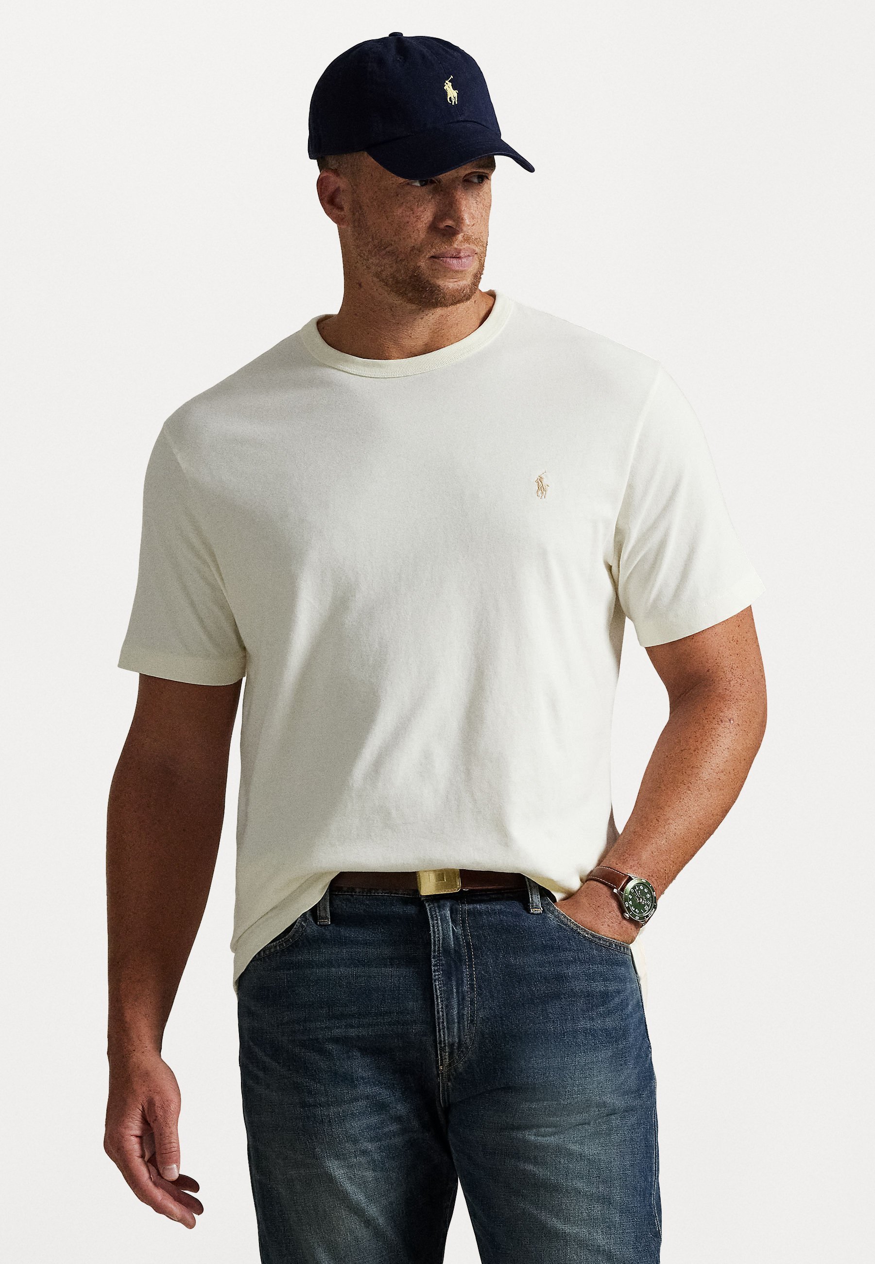 TRIČKO S KRÁTKÝM VÝSTŘIHEM - Jednoduché tričko - black/white