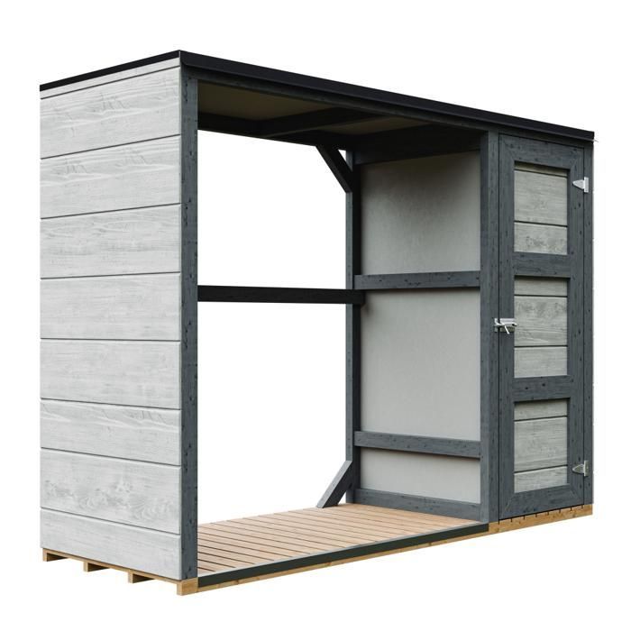 Abri à bûches extérieur - 75 x 217 x H159 cm - Abri à outils et bûches - 1,09 m² + 0.53 m² - TIMBELA M981 - TUNDRA CAVERN