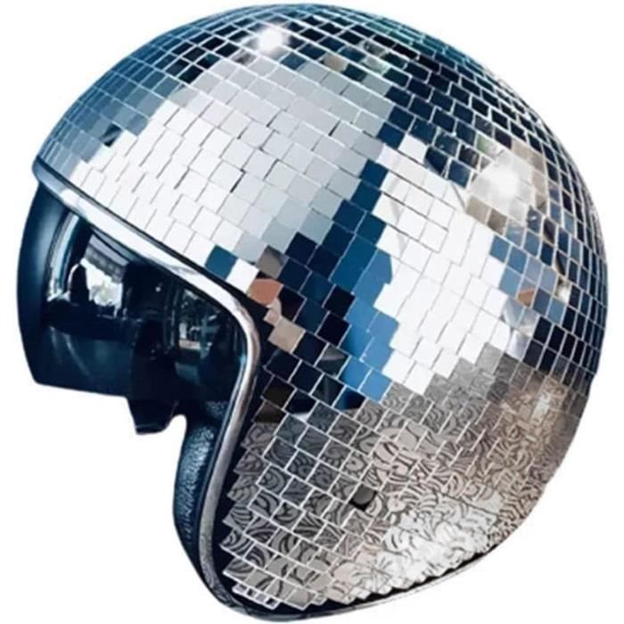 Cascos para fiestas disco, cascos con forma de bola de discoteca, cascos con forma de bola de discoteca, cascos con forma de bola de discoteca con visera retráctil, cascos disco con cristales espejados