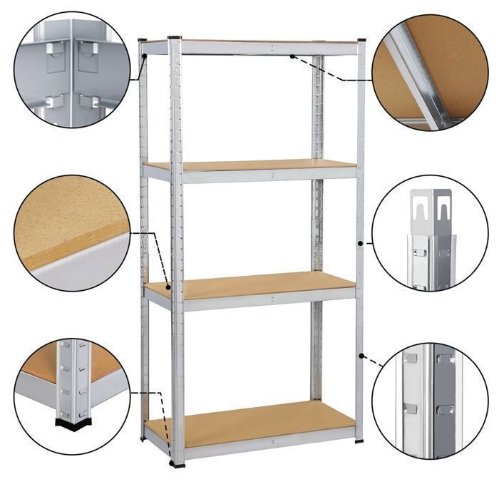Juego de 2 estantes de almacenamiento Yaheetech, 80 × 40 × 160 cm, capacidad de carga de 130 kg por estante, garaje, taller, cocina, sala de estar.