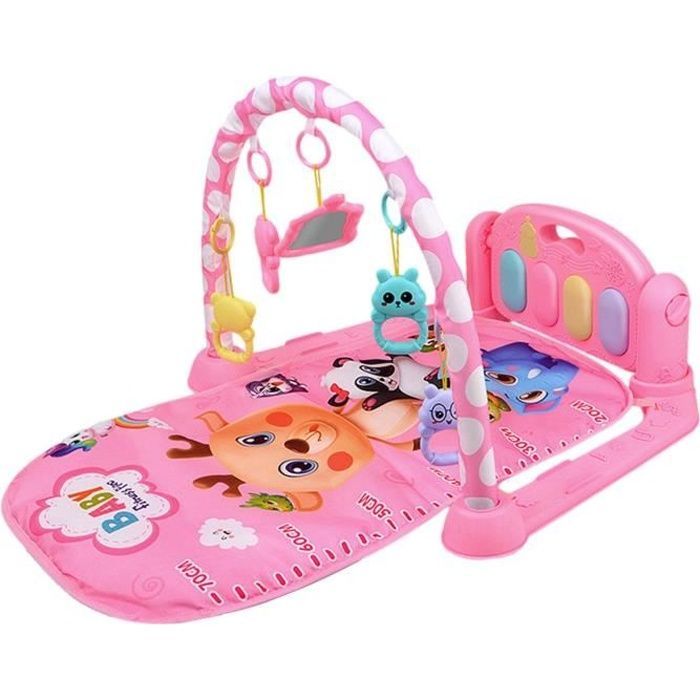 Baby Activity Mat, Convertible Musical Gym Play Mat with Music and Lights for Babies - Pink