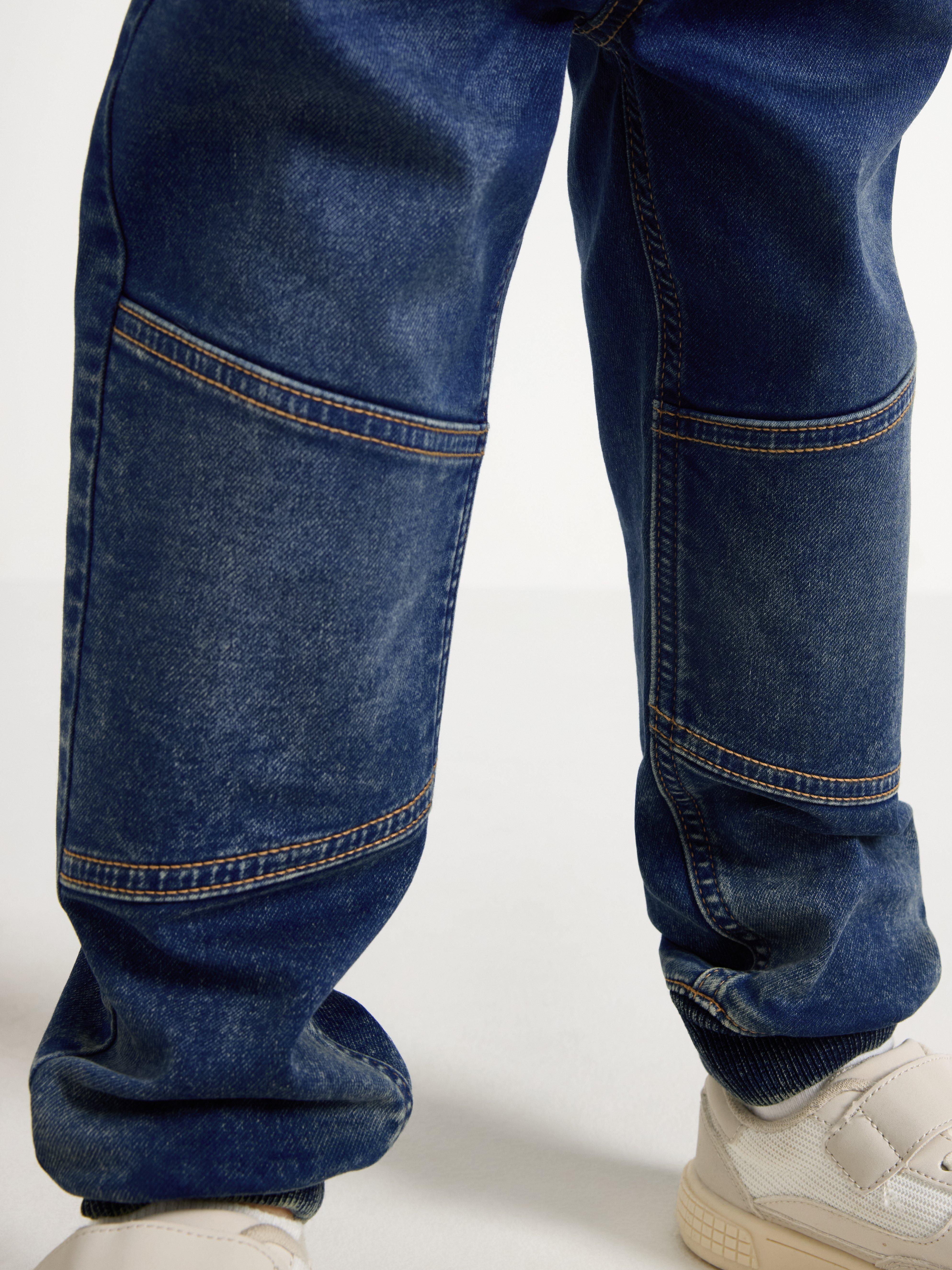 Pantalones vaqueros anchos WILMER de punto vaquero con rodillas reforzadas