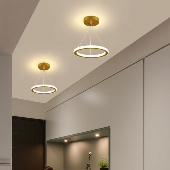 Lámpara de techo LED WOTTES de Ø20 cm, luz blanca fría, acabado dorado, lámpara de techo redonda moderna, adecuada para baño y sala de estar.
