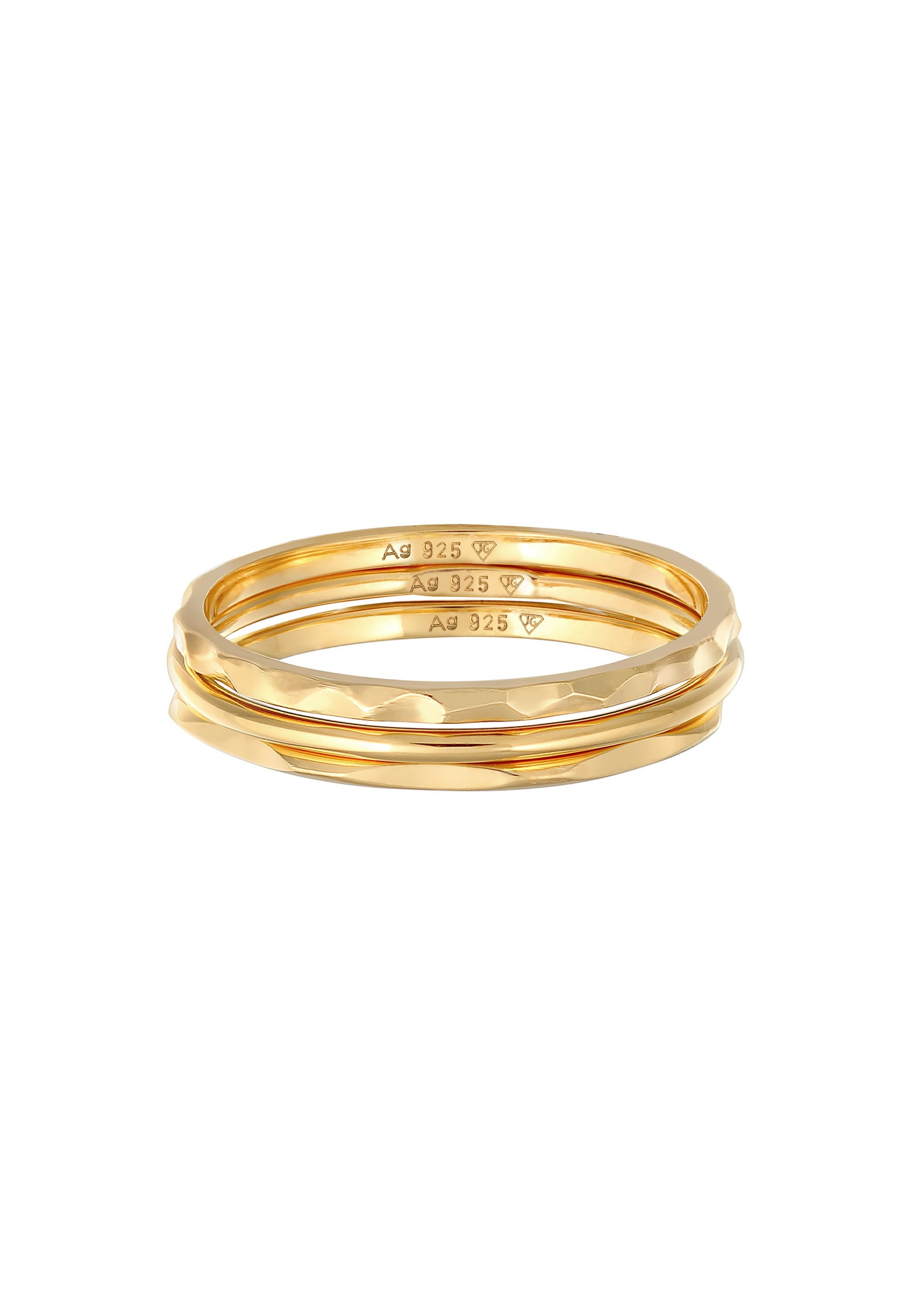 Elli Femmes Basique Empilement Set de 3 en Argent Sterling 925