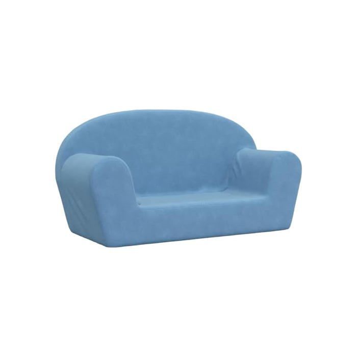 2-seater children's sofa - vidaXL - Blue - Soft plush - Removable cover - Thick foam