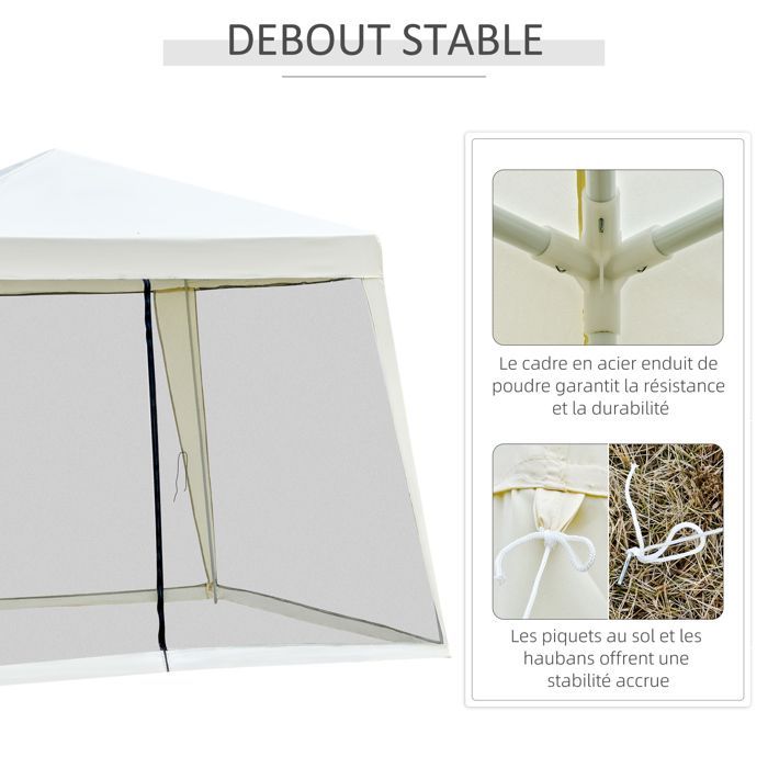 Outsunny - gazebo - Metal - 300x300x245cm - Beige