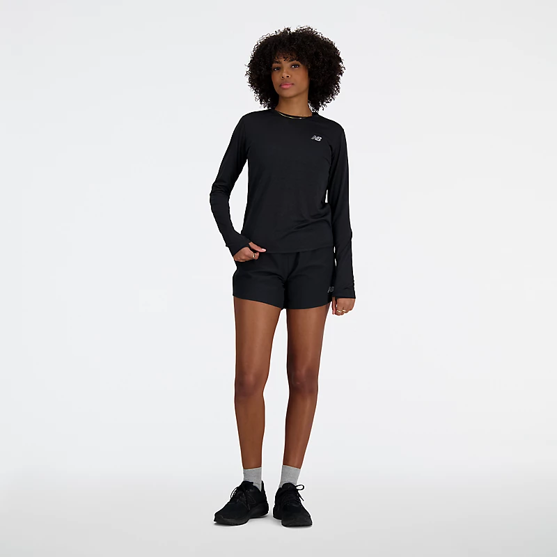Tricou sport cu mânecă lungă pentru femei - BLACK MELANGE