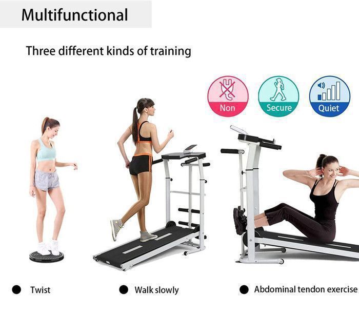 Manuelles Laufband, 4-in-1 faltbares Laufband, LCD-Bildschirm, verstellbare Steigung, Jogginggerät für den täglichen Gebrauch