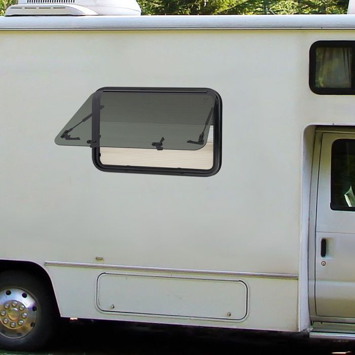 Ventana extendida con marco de aleación de aluminio - 80x50cm - Ventana para caravana con esquinas redondeadas - Ventana para autocaravana