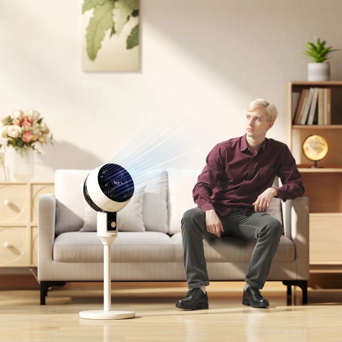 Ventilador de pedestal - HOMCOM - 45 W - circulador de aire - 3 velocidades - oscilación ajustable a 70° - blanco y negro