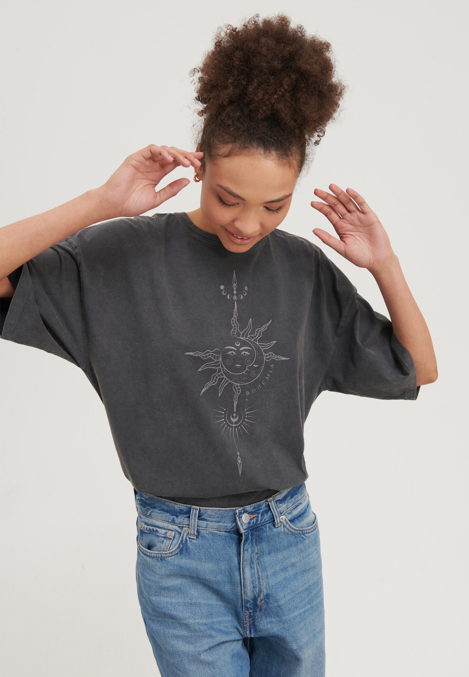 Even&Odd Print T-Shirt - schwarz