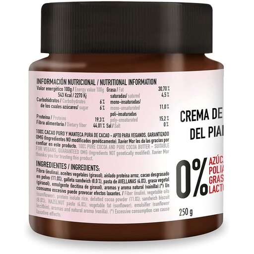 Crema Proteica Chocolate Negro Y Cookies Sin Azúcar Sin Polialcoholes Vegana