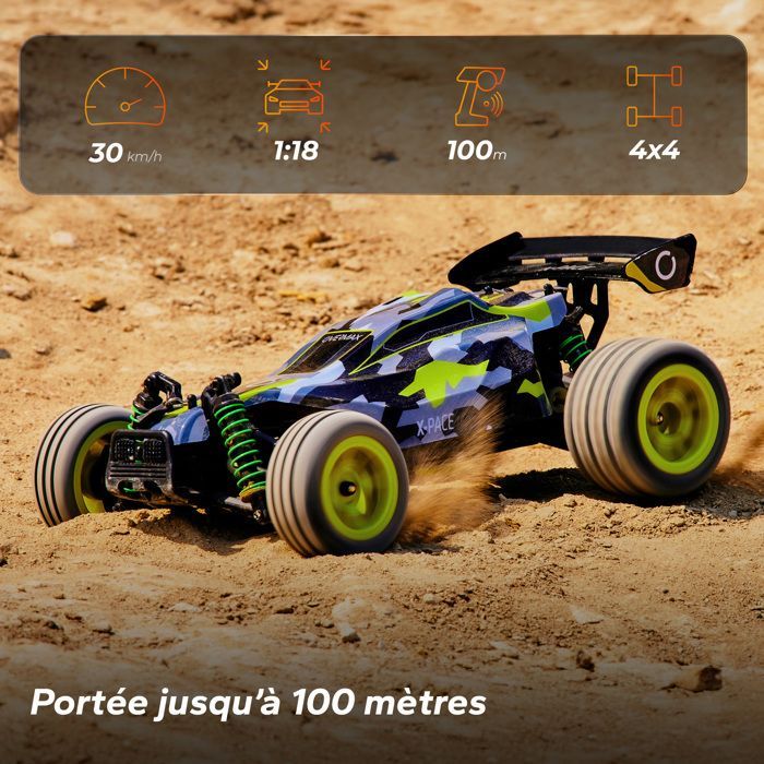 Carro de controle remoto - OVERMAX - X-Pace - 45 km/h - Luzes de LED - Autonomia da bateria de 30 minutos