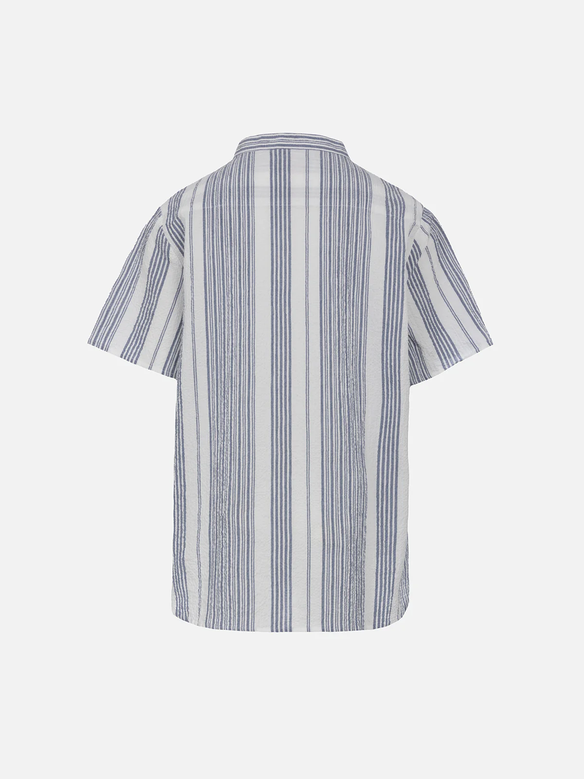 Camicia da bambino in seersucker a maniche corte con stampa a righe