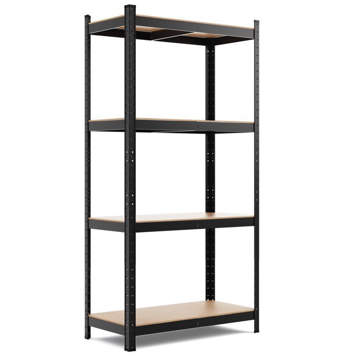 Mueble de almacenamiento multiusos COSTWAY, 4 estantes ajustables, capacidad de carga de 130 kg por nivel, para garaje, taller, cocina, almacén, color negro.