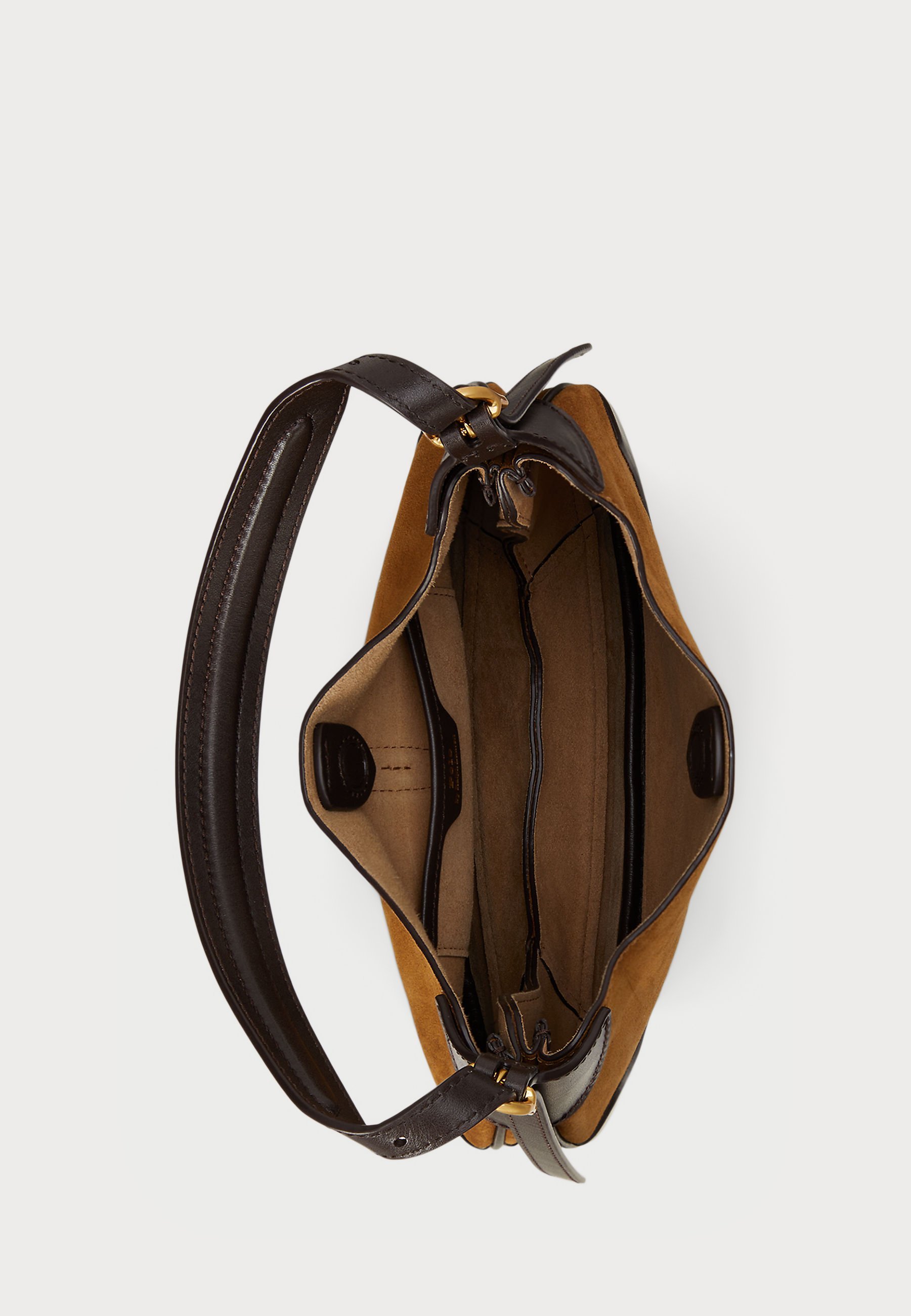 Polo Ralph Lauren POLO ID KLEINE SCHULTERTASCHE AUS WILDLEDER - Handtasche - Ahorn/Tabak