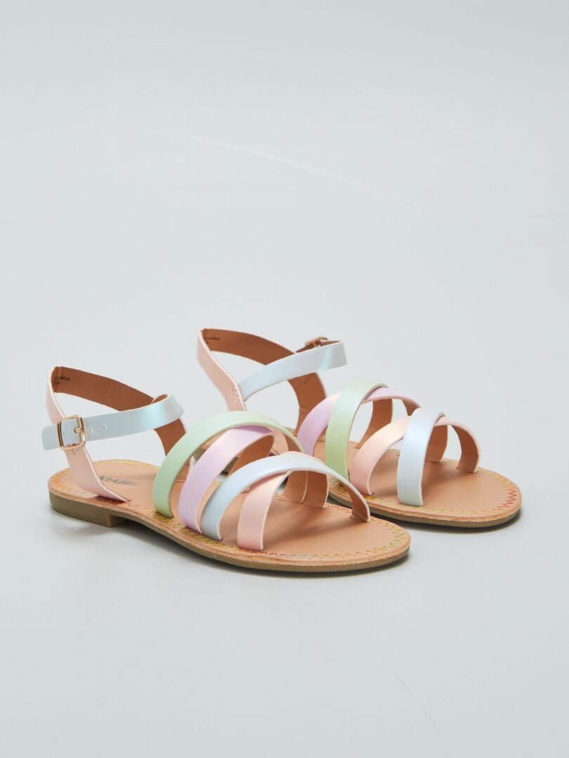 Sandalias de tiras multicolor - ROSA