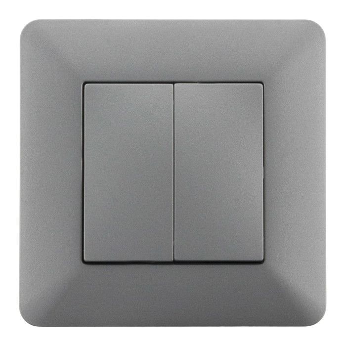Interruptor duplo Artezo de duas vias - titânio - Zenitech