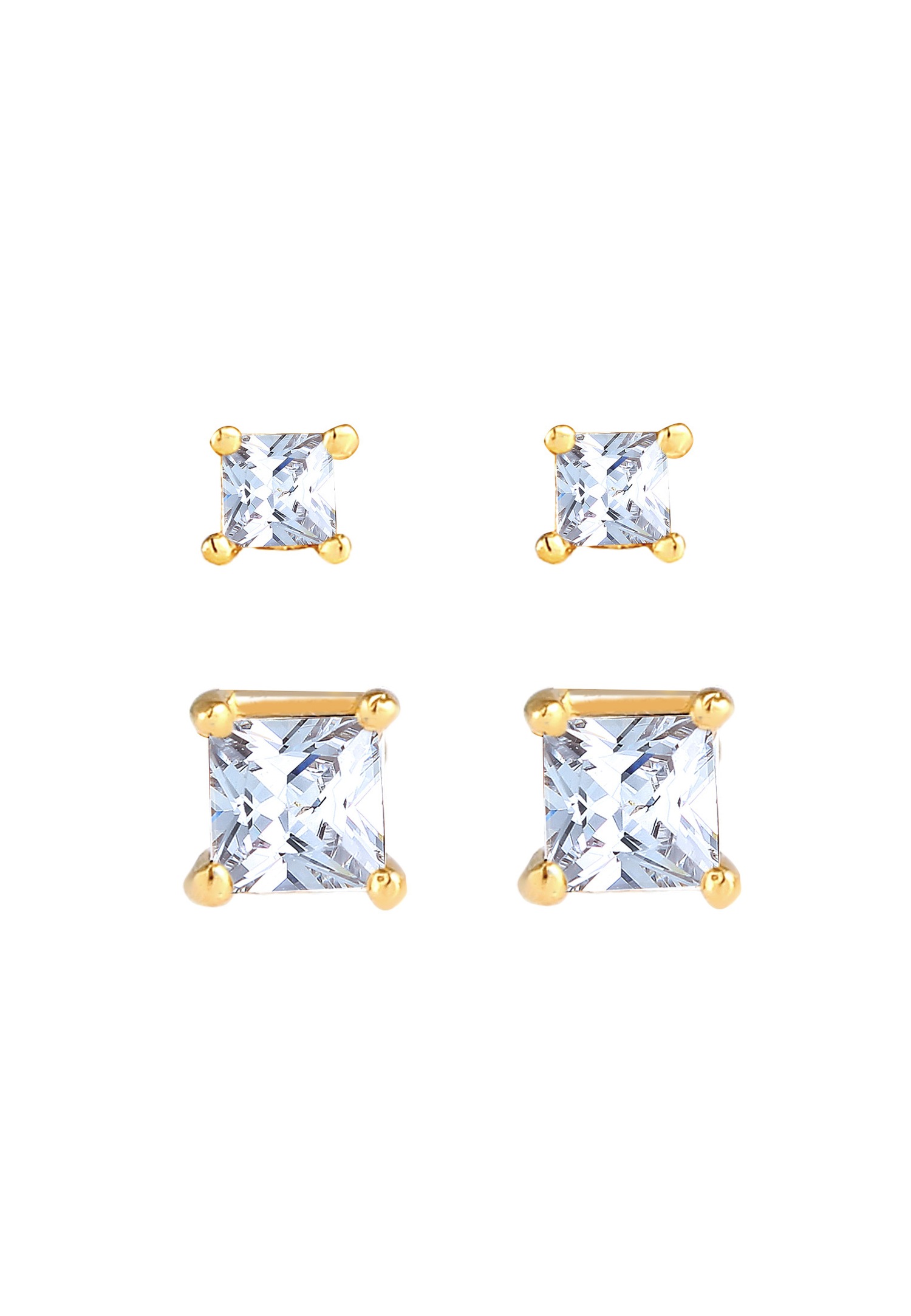 Elli Boucles d'oreilles dames serties de Géo carré avec des cristaux de zircone en argent 925