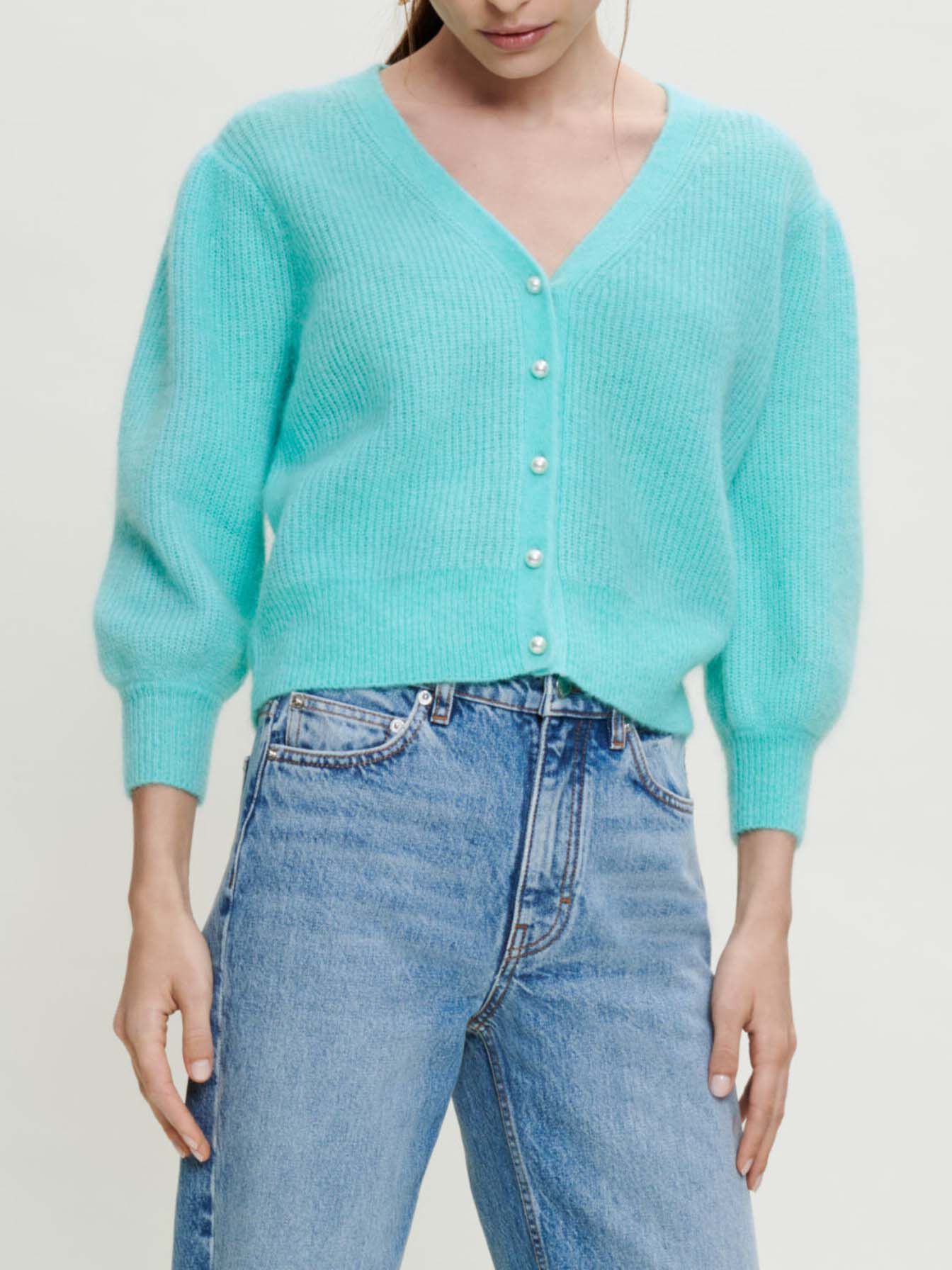 Pluche mohair vest - Turquoise