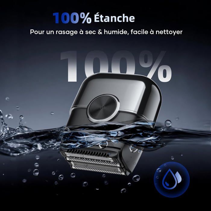 Rasoir Electriques Hommes Barbe 120 mins d'Autonomie Mini Foil Shaver Homme avec 4 Lames Flottantes USB-C Tondeuse Barbe Étanche