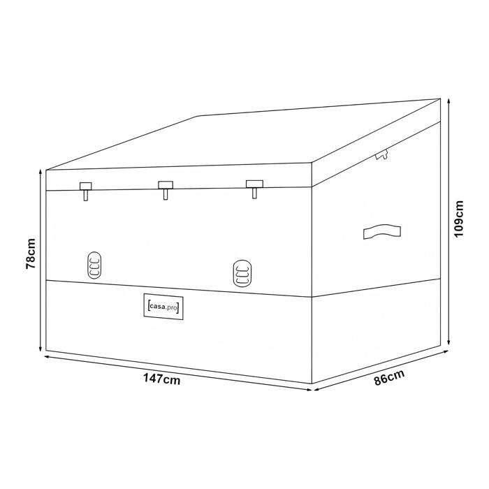 Buitenopbergbox - CASA.PRO - Alanno 850 L - Grijs - Bescherming voor alle seizoenen - Metaal en polyester