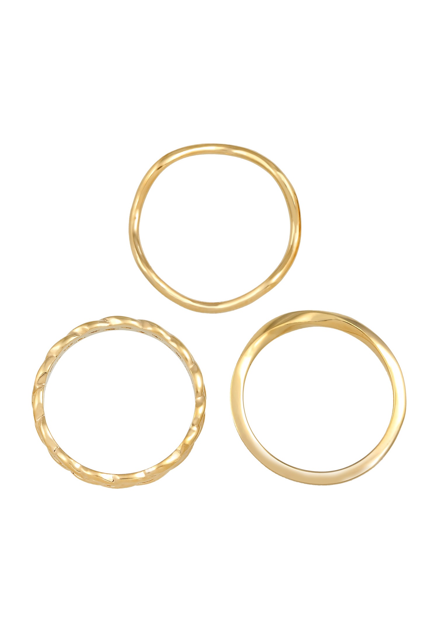 Elli Ensemble Vague Tressé Minimale Bague Femme - (925/1000) Argent
