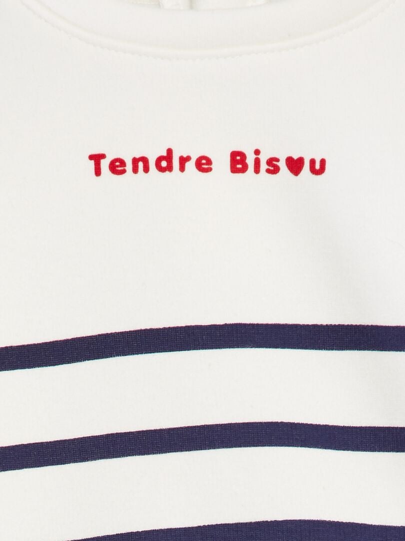 Bedrukte fleece sweater - WIT