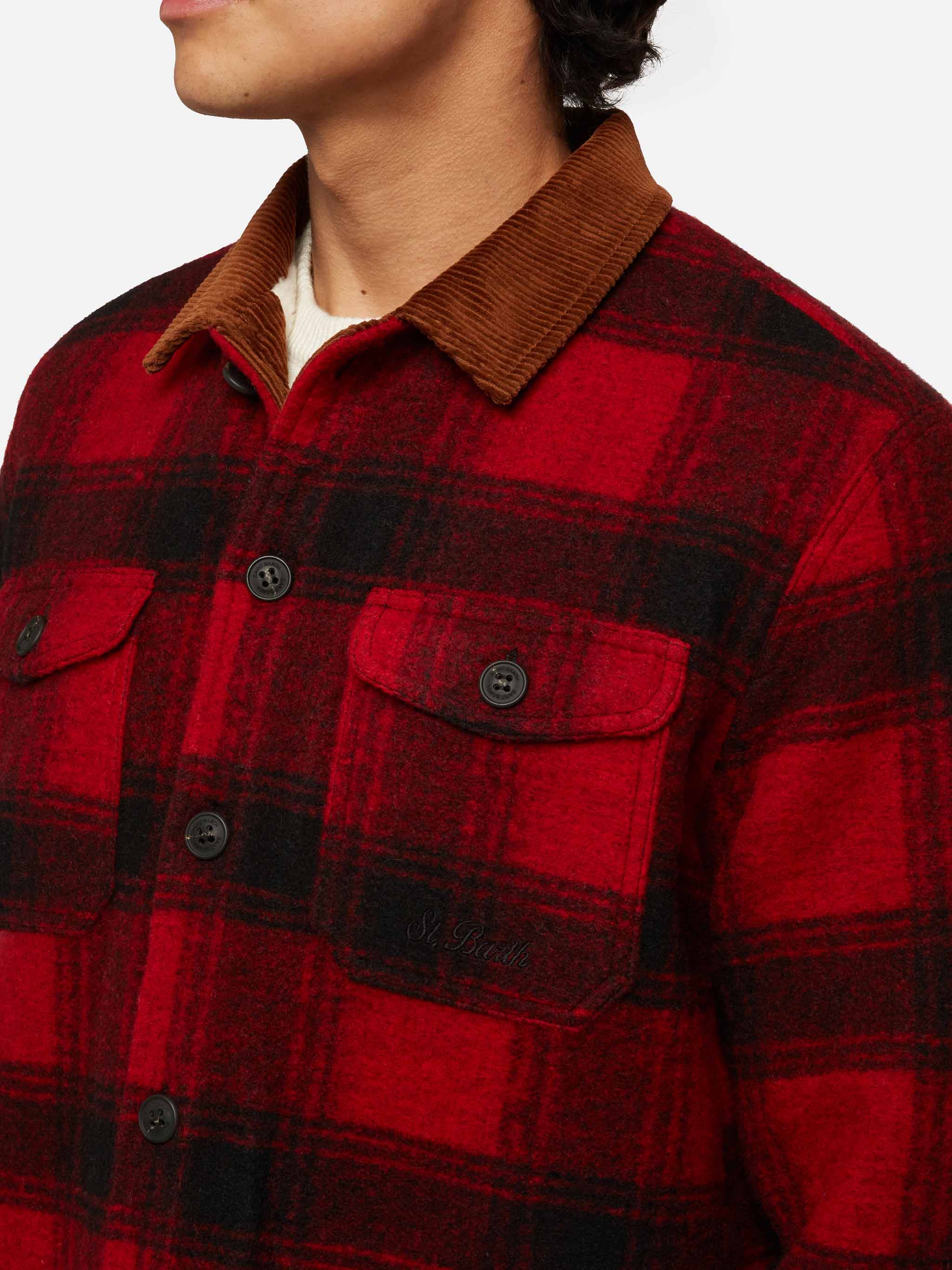 Camisa de hombre Landeck de mezcla de lana con estampado de tartán