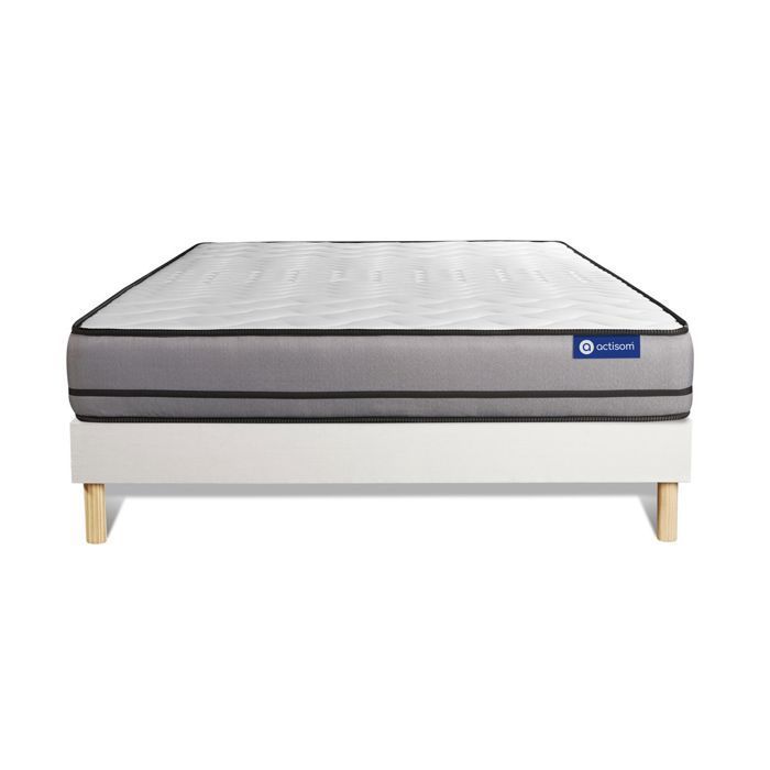 Mattress and bed base set 160x200 cm - White bed base (assembly required) - Actilatex Night