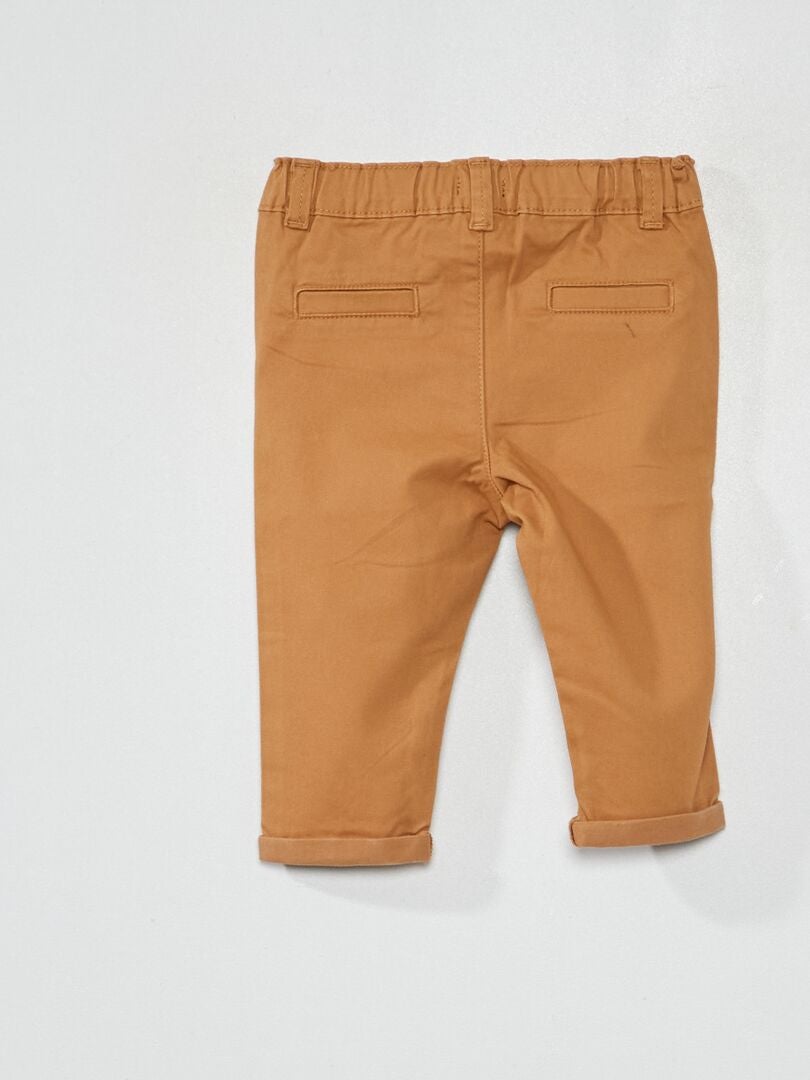 Calças chino de cor sólida - BEGE