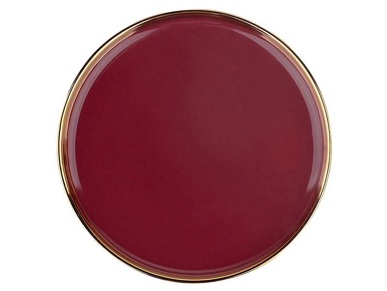 Talerz deserowy porcelanowy NBC Aurora Gold bordowy