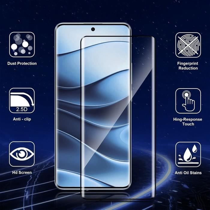 Vollflächiger Displayschutz aus gehärtetem Glas – EFConnection – Redmi Note 14 Pro 5G – Optimaler Schutz – 3er-Pack – Schwarz