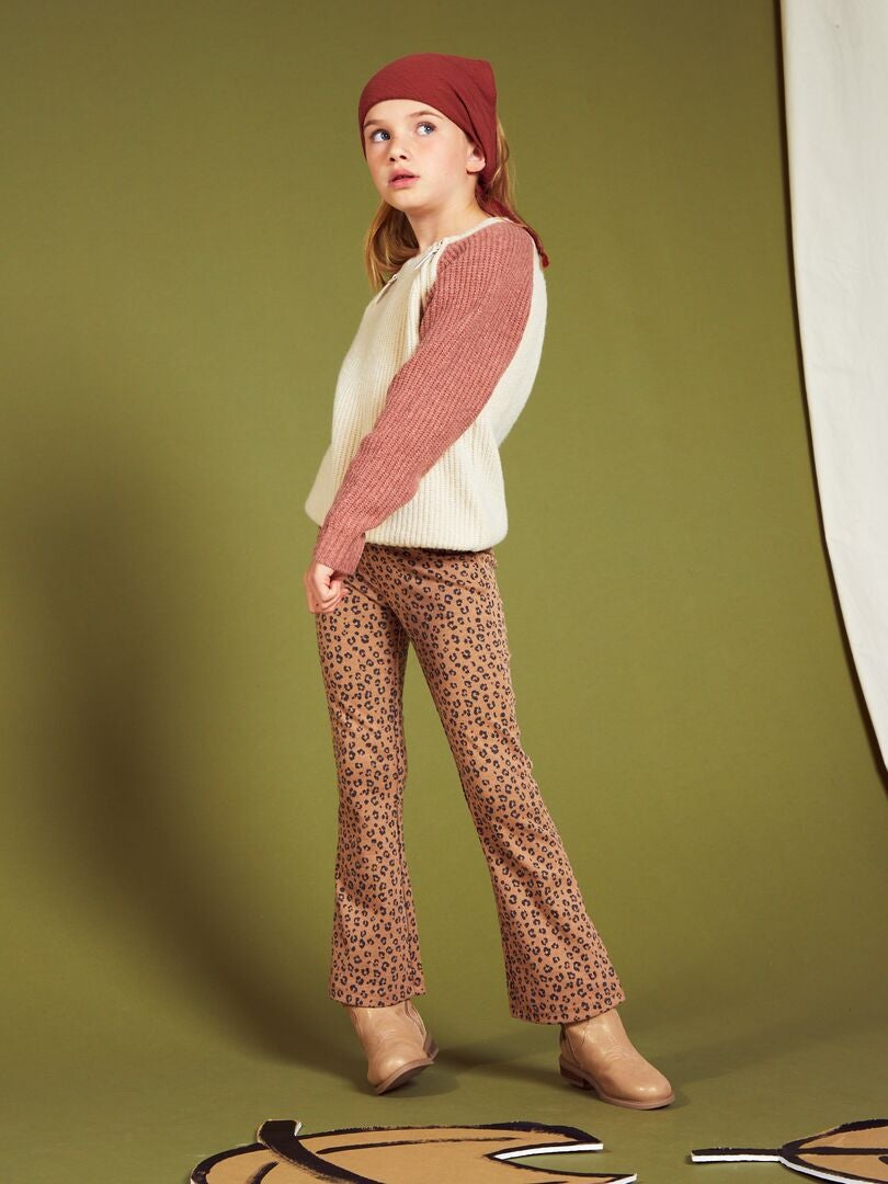 Luipaardprint flared broek - BEIGE