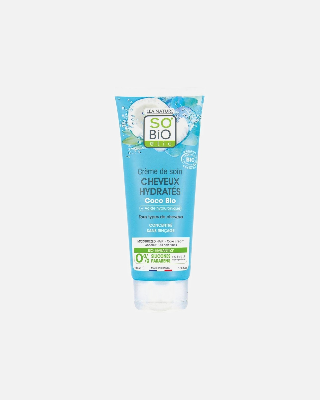 Mascarilla hidratante sin enjuague SO'BiO étic con ácido hialurónico y coco - 100 ml